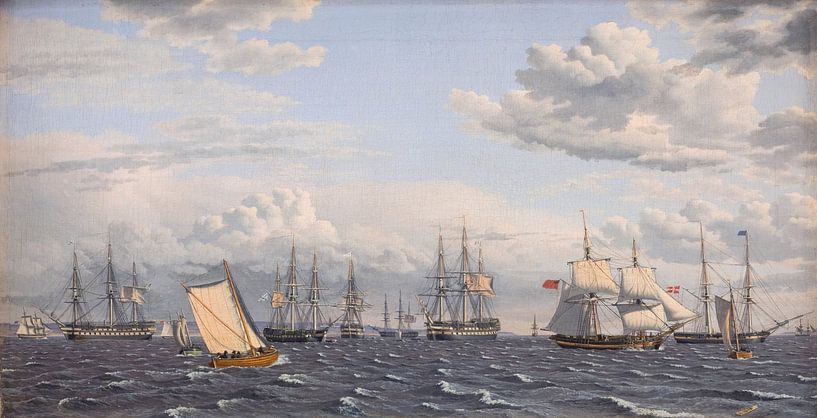Christopher Wilhelm Eckersberg, Une flotte russe à l'ancre à Elseneur, 1826 par Atelier Liesjes