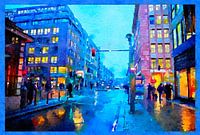 Abend Berlin im Regen, Zentrum