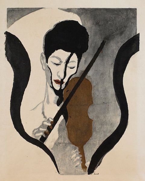 Impression d'une violoniste (Portrait de Suwa Nejiko), Onchi Kōshirō par Des maîtres magistraux