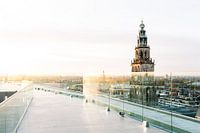 Der Martini-Turm vom Dach des Forums in Groningen bei Sonnenuntergang