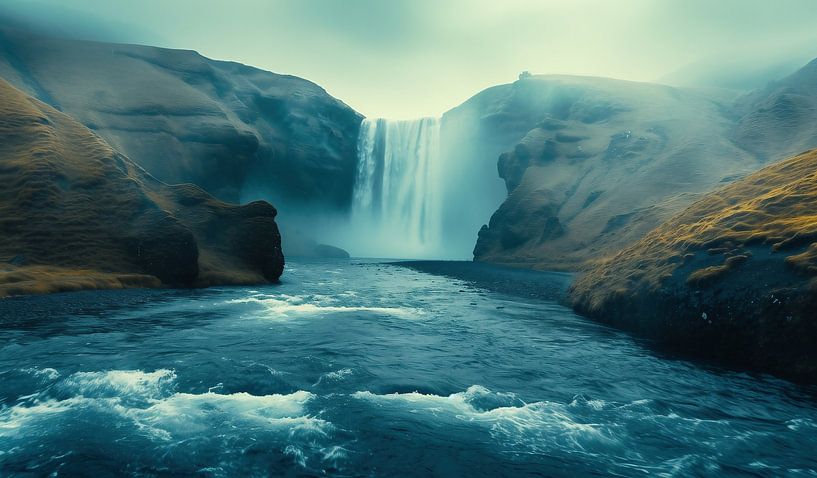 Mystical autumn waterfall by fernlichtsicht