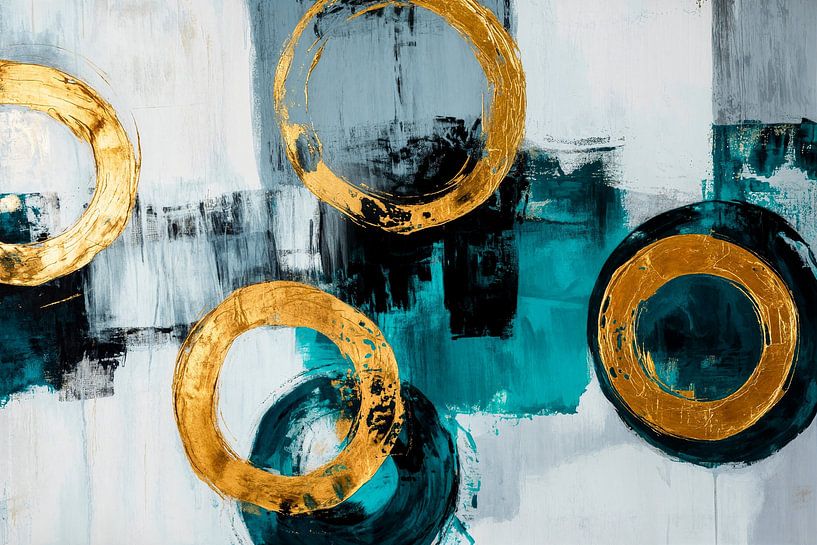 Abstracte kunst met gouden cirkels van Poster Art Shop