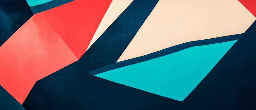 Farbenfrohe Geometrie im Spiel  Kunst der Schatten und Lichtbli von Poster Art Shop