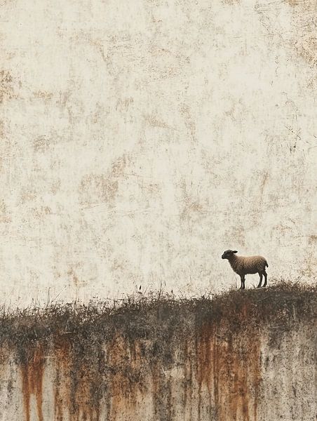 Schaf | Abstraktes Schafporträt mit Erdtönen von Kunst Laune