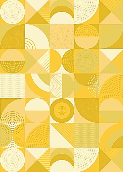 Geometrische compositie in geel van FRESH Fine Art