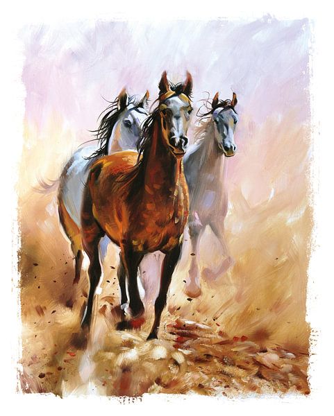 Poster de chambre d'enfant - Chevaux - Chambre de fille par www.annemiekebezemer.nl