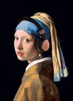 Meisje met de Parel van Johannes Vermeer... met een Koptelefoon! (bijgesneden)