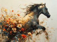 Danse du vent d'automne - Cheval en fleurs
