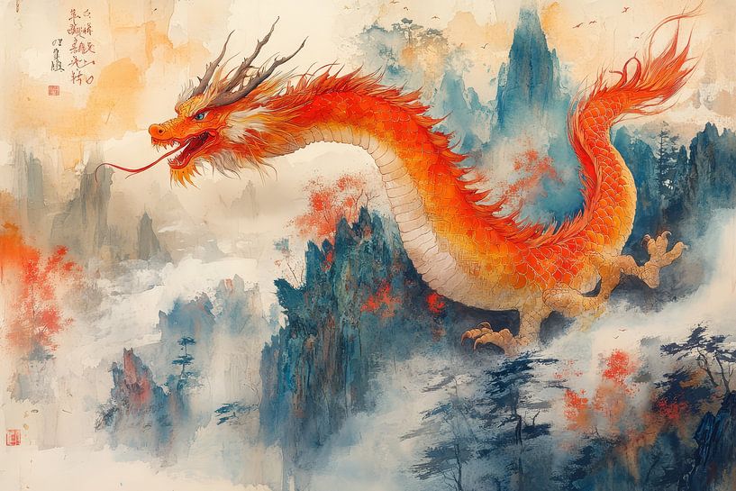 peinture japonaise de dragon par Egon Zitter