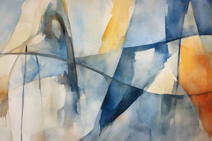 Composition à l'aquarelle en bleu, jaune et blanc par Art & Soul Creations