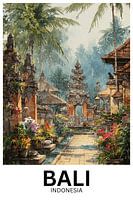 Balinese Temple Bloom – Tropical Tranquility in Watercolor