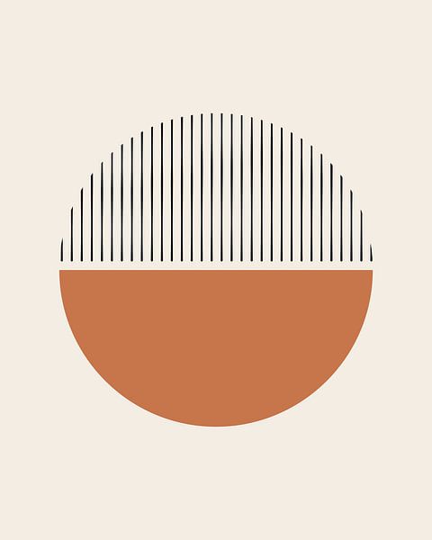 Kreis in Terrakotta mit schwarzen Streifen von Studio Miloa