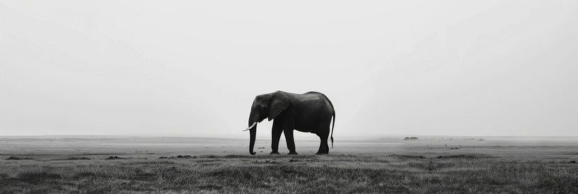 Elefanten-Silhouette in Schwarz-Weiß von Poster Art Shop