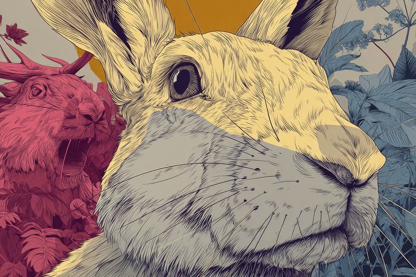 Rabbit Illustration in Botanical Fantasy by Eva Lee