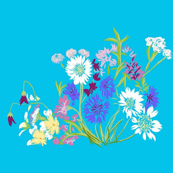 bloemen met blauwe achtergrond van Joke te Grotenhuis