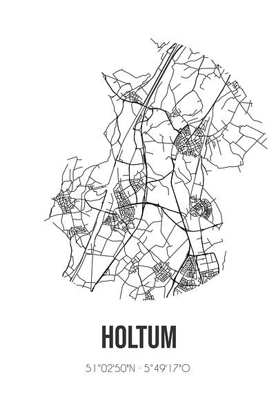 Holtum (Limburg) | Carte | Noir et Blanc par Affiches de lieux