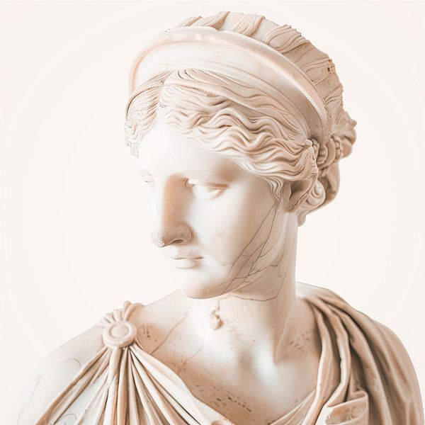 Zeitloses Frauenporträt in zartrosa Marmor von Vlindertuin-Art