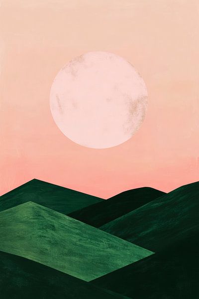 Sanfte Hügel unter silberner Mondessenz von Poster Art Shop