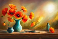 Mohnblumen in Vase - Blumen Stillleben - Vintage