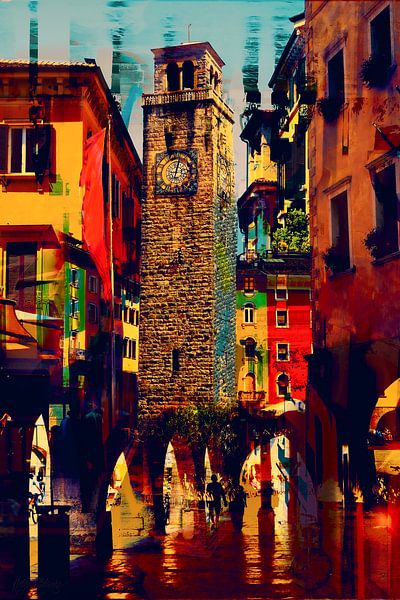 Net na drieën in een Italiaans dorp van Helga Blanke