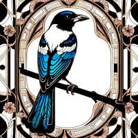 Blau Feder Krähe Tinten Illustration