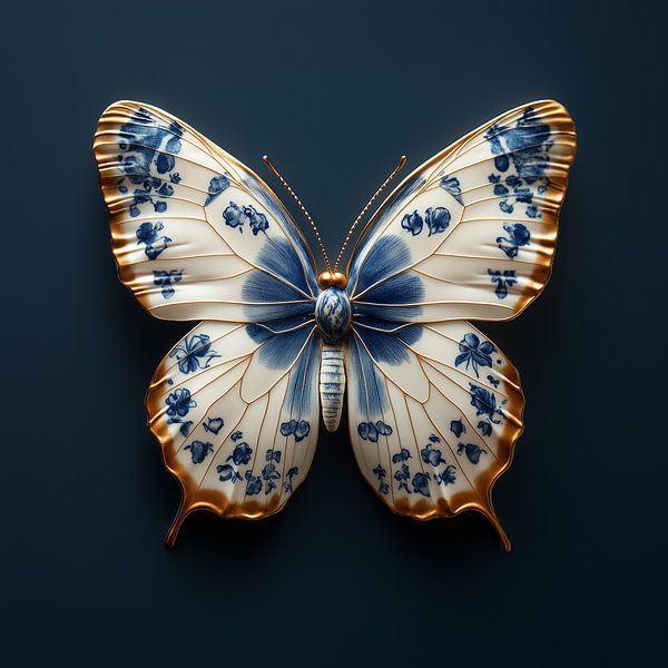 Porseleinen Delfts Blauwe Vlinder 1 van Studio Ypie