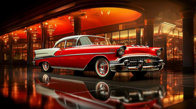Voiture américaine des années 50 Old Retro Classic Abstract Illustration par Animaflora PicsStock