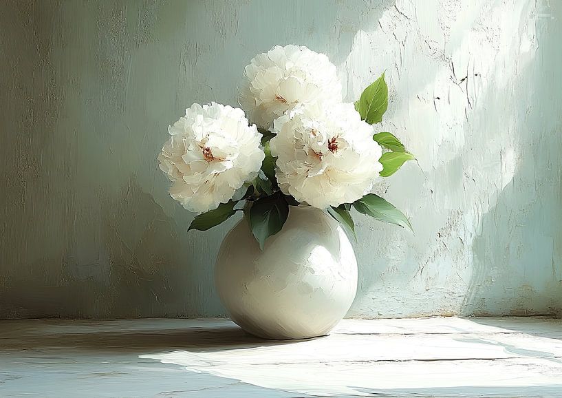 Stillleben Weiße Blumen | Stille in einer erblühten Sphäre von Kunst Laune