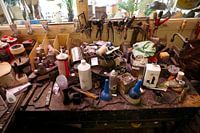 Werkbank eines Schuhmachers