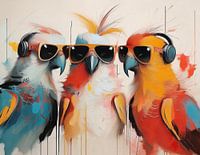 3 oiseaux qui s'amusent