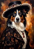 Border Collie Hond in Victoriaanse kleding