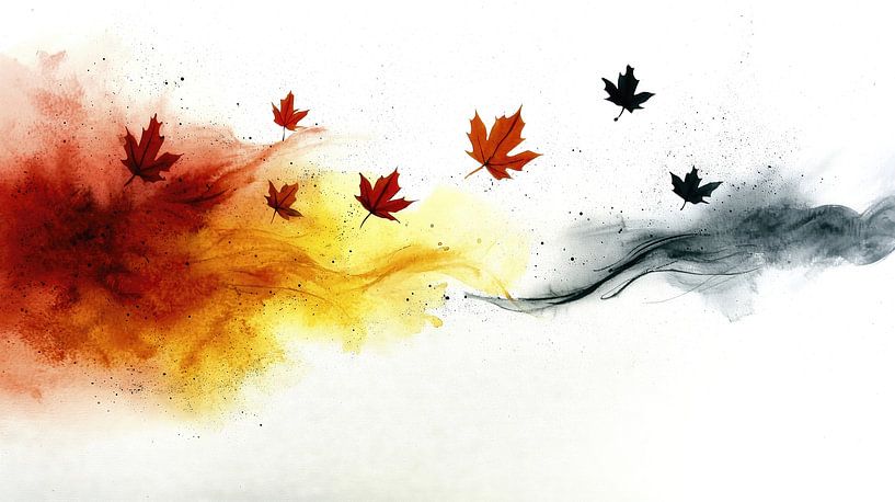 Maple leaves in the smoke of autumn colours by Frank Heinz