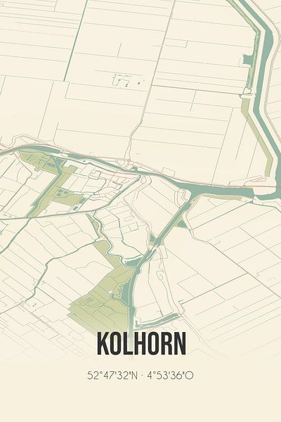 Vieille carte de Kolhorn (Hollande du Nord) par Affiches de lieux