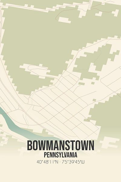 Alte Karte von Bowmanstown (Pennsylvania), USA. von Ortsdrucke