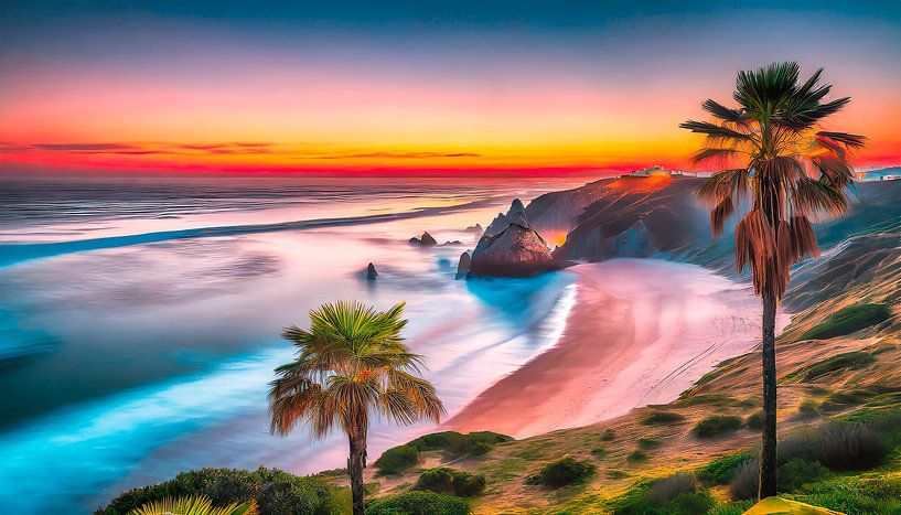 Sunset on the beach by Mustafa Kurnaz