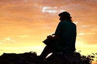 Silhouette von Hang Player