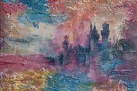 Peinture abstraite d'un château, combinaison de mystère et de fantaisie