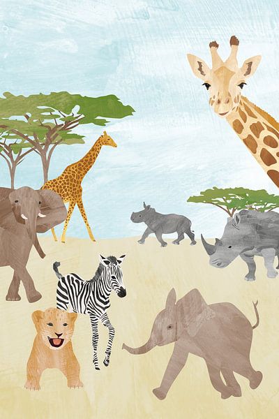 Verwonderlijk Wilde dieren in Afrika van Karin van der Vegt op canvas, behang en EX-68