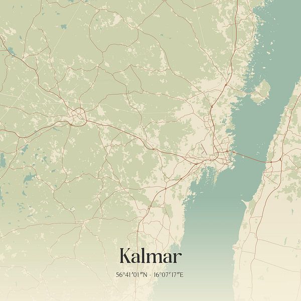 Alte Karte von Kalmar, Schweden. von Ortsdrucke