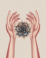 rosegold hands and succulent