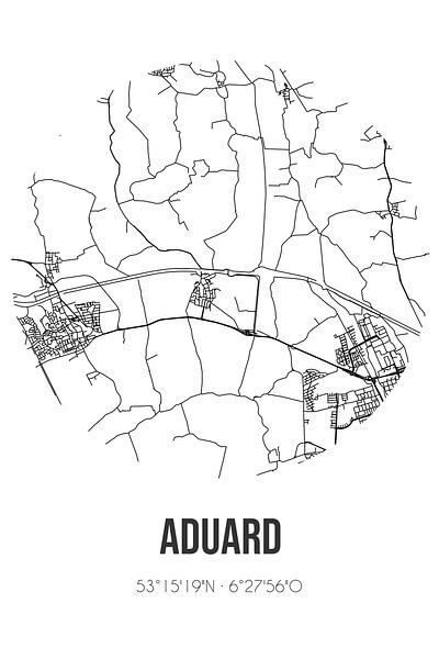 Aduard (Groningen) | Carte | Noir et blanc par Affiches de lieux