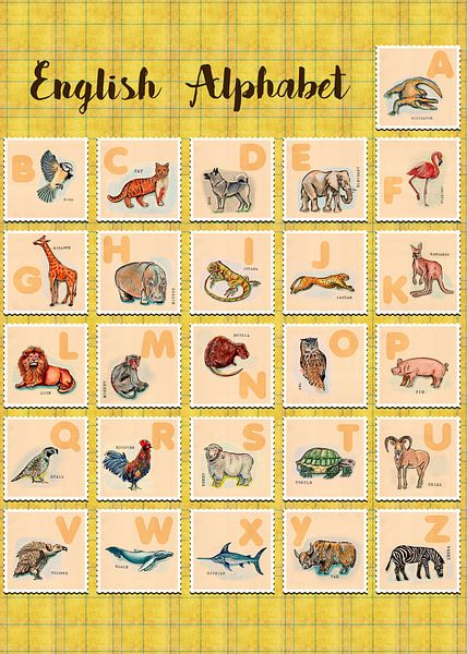 poster d'animaux dessinés à la main pour toutes les lettres anglaises par Ariadna de Raadt-Goldberg