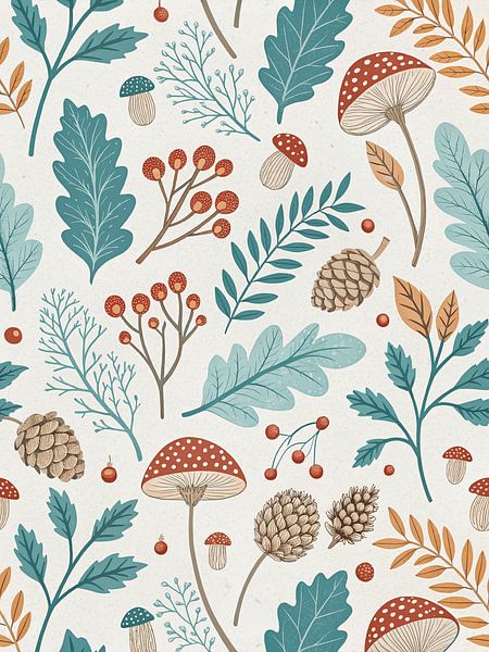 Herbstliches Wald-Muster: Ein skurriles, von der Natur inspiriertes Design von Artistic