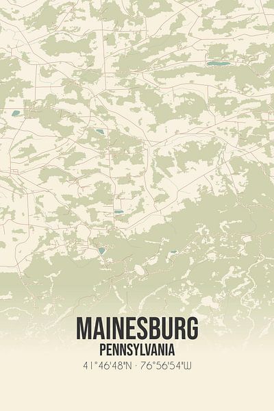 Alte Karte von Mainesburg (Pennsylvania), USA. von Ortsdrucke