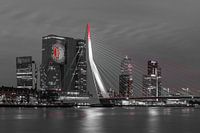 Feijenoord projection on 'De Rotterdam' Black and white