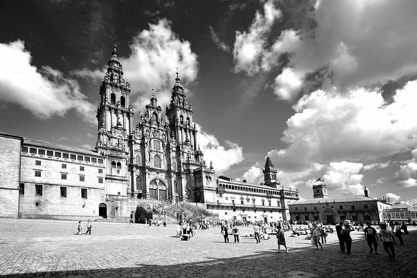 Cathedral of Santiago de Compostela, Spain (black and white) by Rob Blok