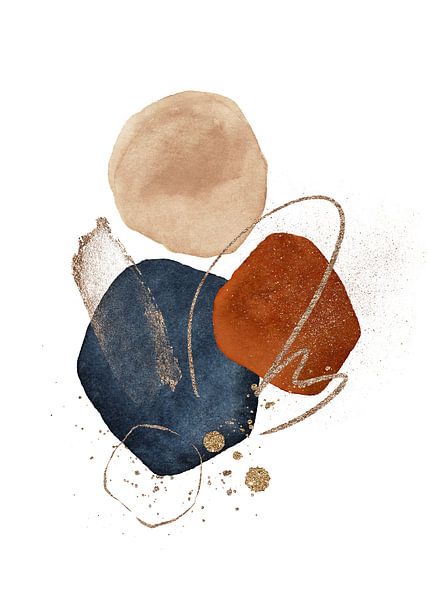 Moderne abstrakte Aquarellformen von Diana van Tankeren