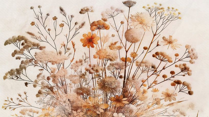 Modern Japandi botanicals in neutral colours by Mad Dog Art