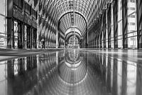 Photo en noir et blanc du pont Nelson Mandela à Zoetermeer, un pont pour cyclistes et piétons - Pays
