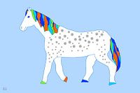 Kleurrijk muispaard in de wei 2